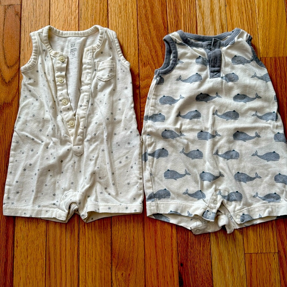 TWO baby Gap rompers